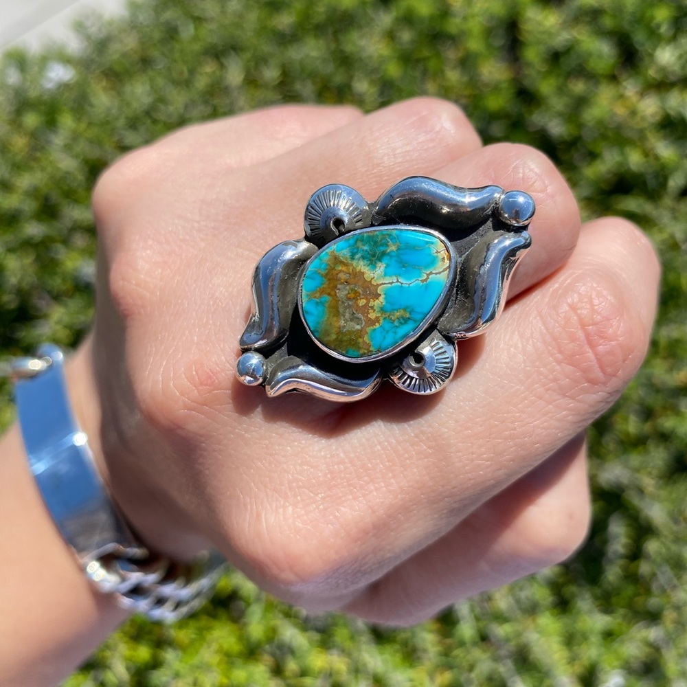 7 Dwarfs turquoise and sterling silver ring size 7